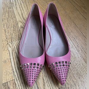 Gucci Studded Pointed Toe Ballet Flat Pink 39